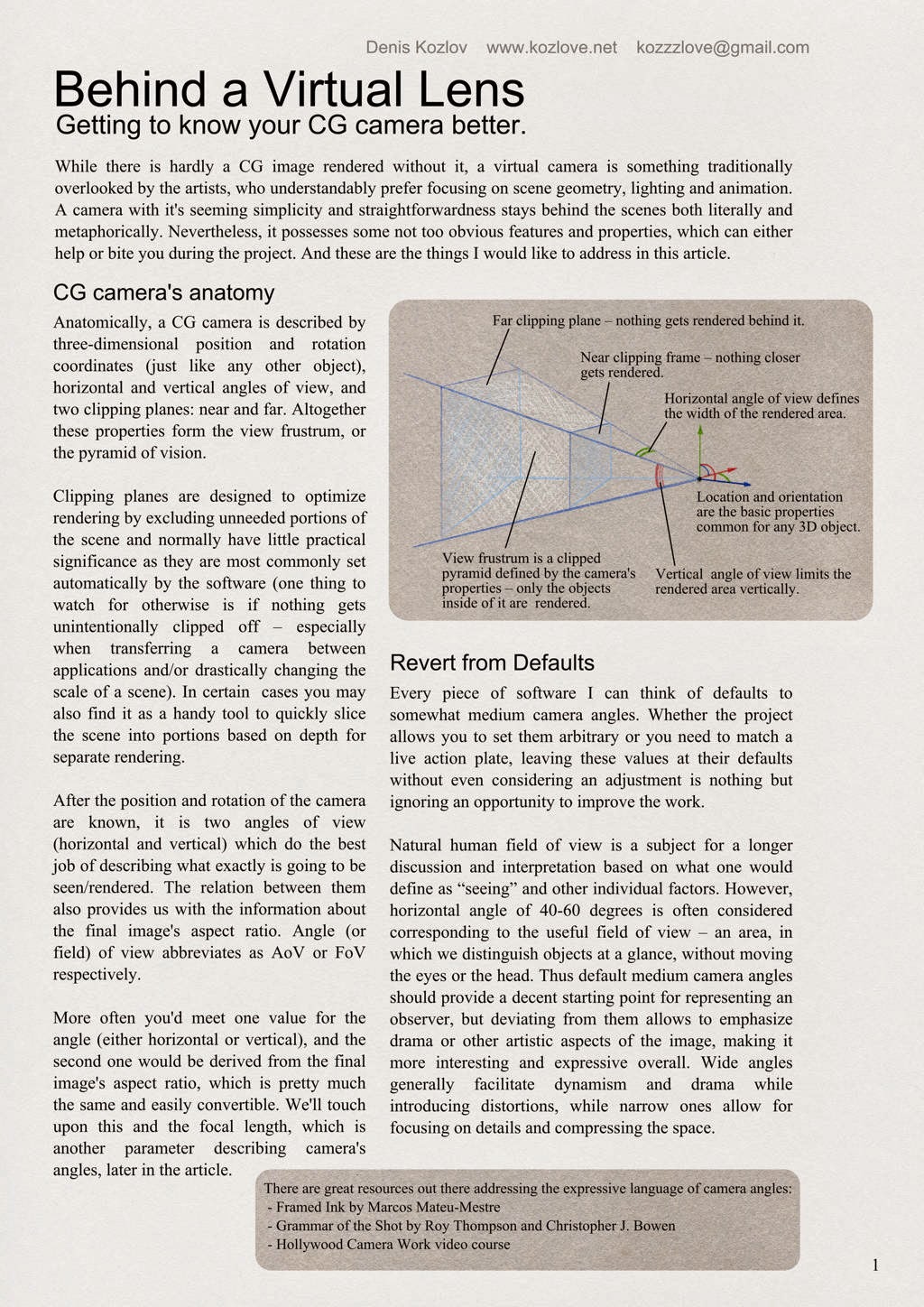 Anatomy of a CG camera by Denis Kozlov - page 1