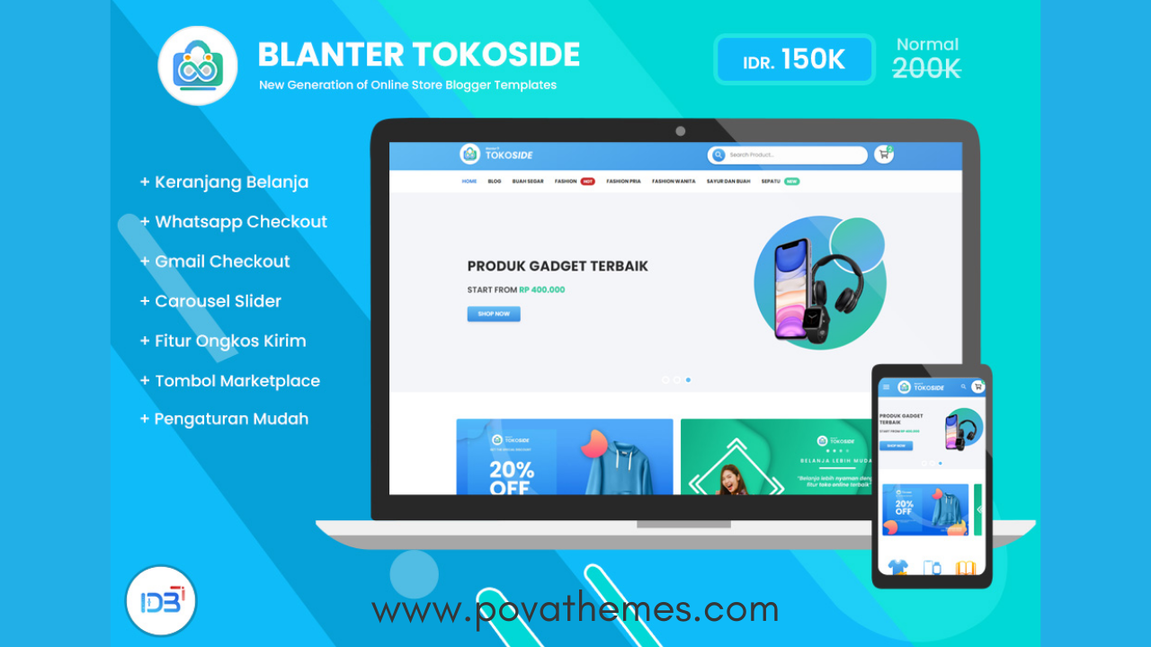 Blanter Tokoside 2.0 Responsive Premium Blogger Template Free Download