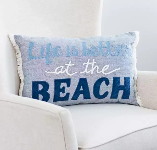 Life is Better at the Beach Quote Pillow