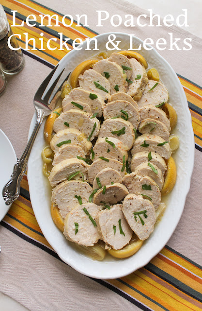 Food Lust People Love: Lemon poached chicken and leeks is a light and flavorful dish made with chicken broth, white wine and garlic. It's so easy too, in a slow cooker. Even boneless, skinless chicken breasts turn out tender and tasty.
