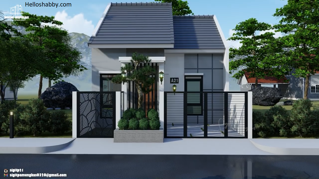 Desain Rumah Ukuran 6 x 11 M 1 Lantai Model Minimalis dengan Batu Alam