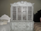 FRENCH GARDEN TREASURE SOFT BLUE COUNTRY HUTCH WITH CHICKEN WIRE