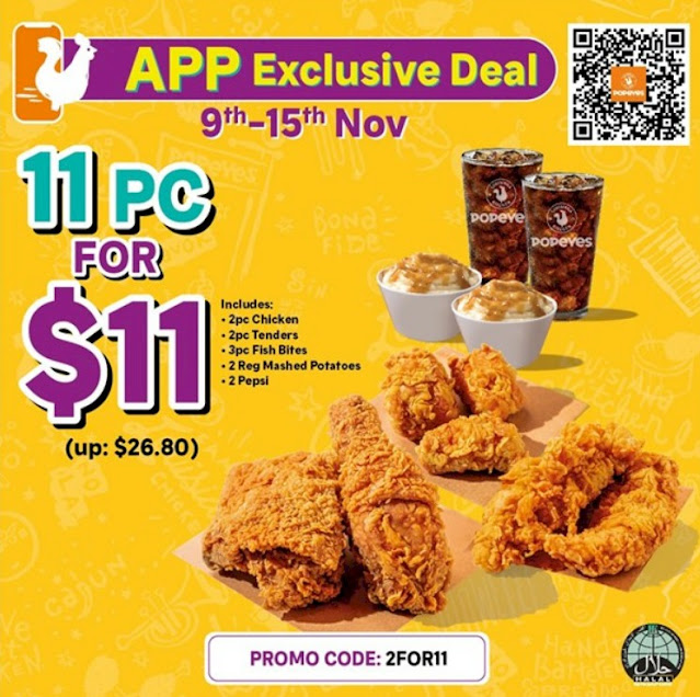 Popeyes 11.11 Exclusive App Deal 11 Starting Today till 15 Nov www
