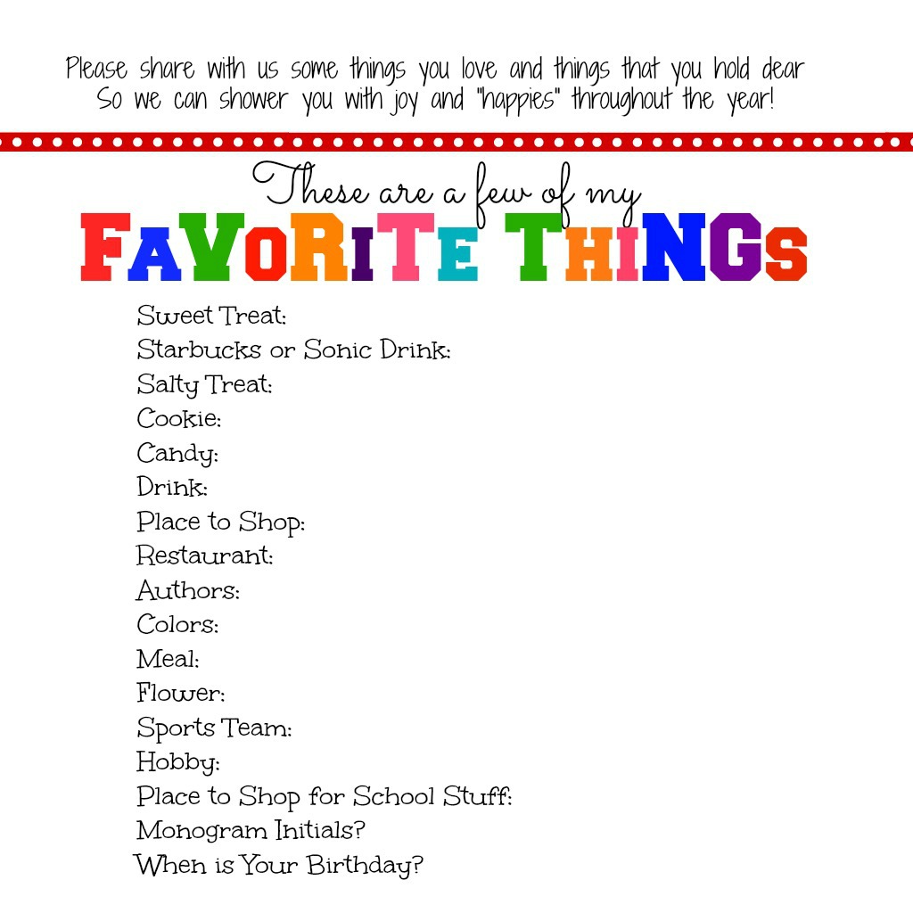 My Favorite Things List Printable Fill Online Printable Fillable ...
