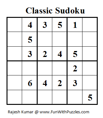 Classic Sudoku (Mini Sudoku Series #11)
