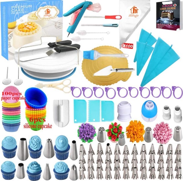 Kit con todas las herramientas de decoración de pasteles y cupcakes