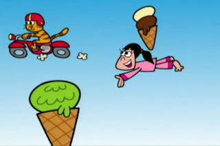 The girl Who Loved to Sleep dreamed that she was flying in the sky with ice cream cones. Her cat Rocket was riding on a motorcycle.  Sesame Street Elmo's World Sleep The sleep channel