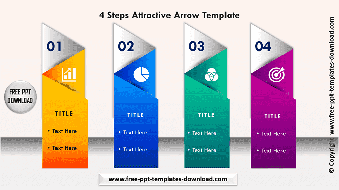 4 Steps Attractive Arrow Free PPT Template Light