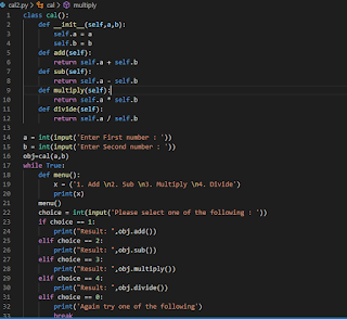 Python Program to Create a Basic Calculator using Class and object ...