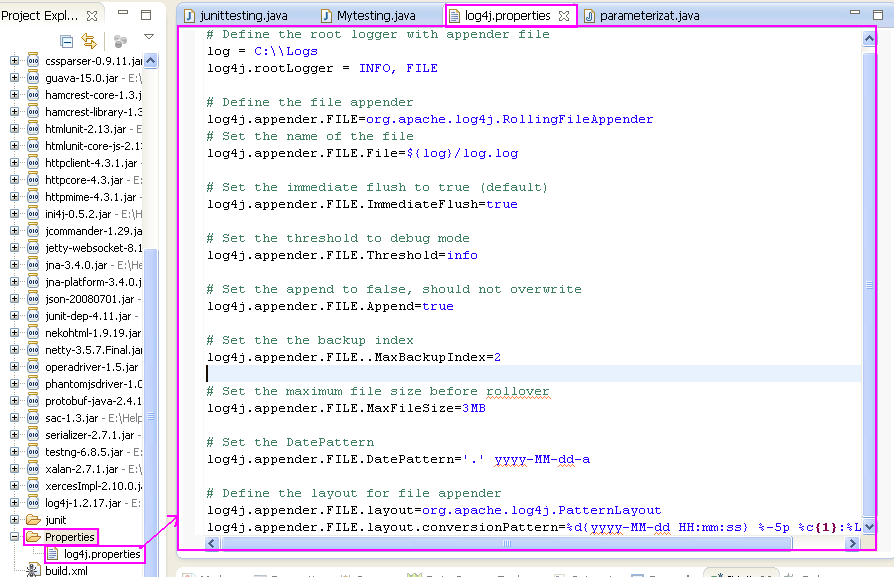 How To Generate And Insert Log In Selenium driver Using log4j Jar
