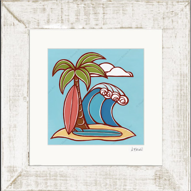 popular beach and surfing art by heather brown