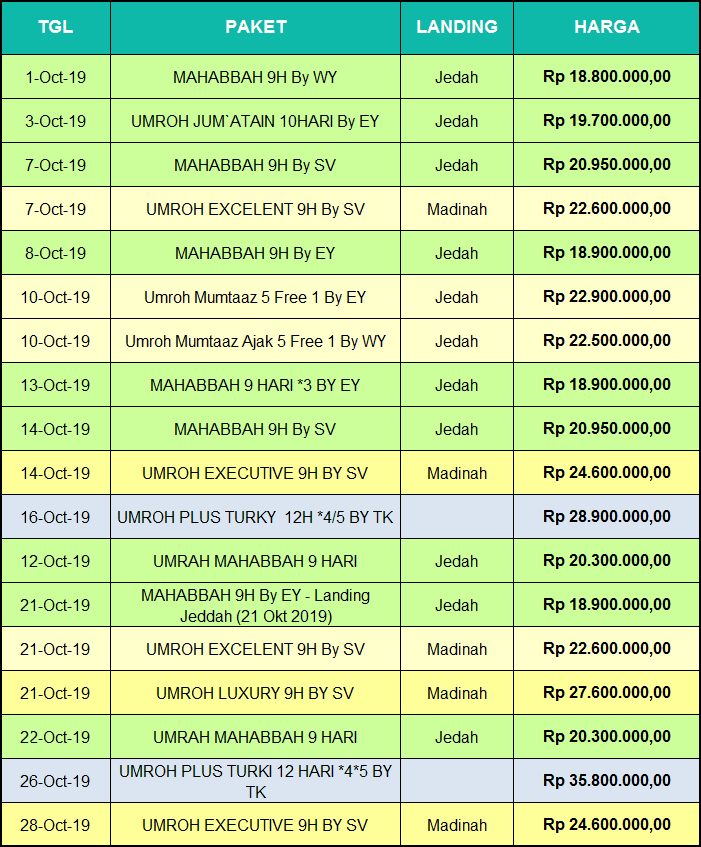 jadwal & Biaya Paket Umroh Oktober 2019 jadwal-Biaya-Paket-Umroh-Oktober-2019