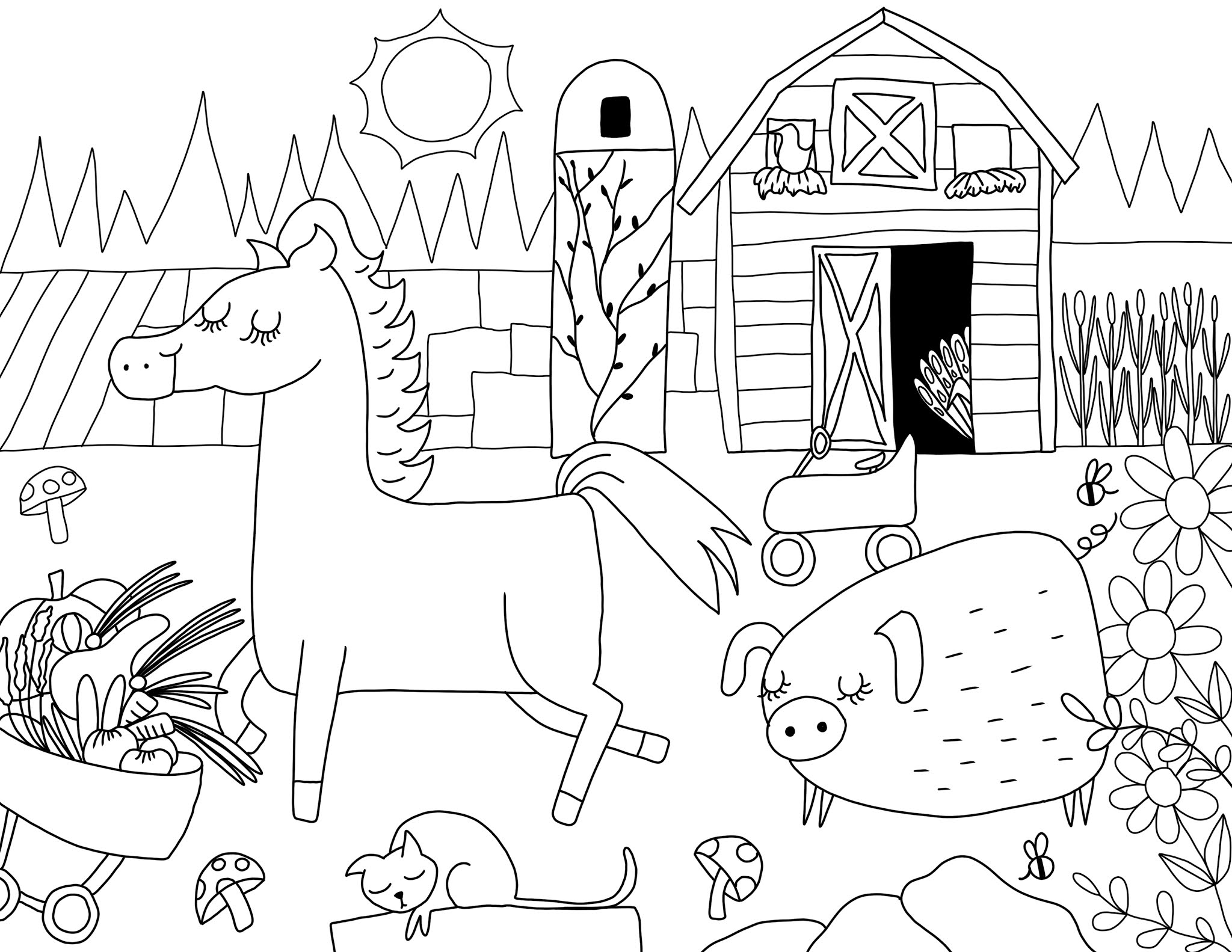 Free Farm Coloring Pages and Printable Art