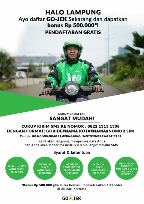 Cara Daftar Driver Gojek Via Sms Wilayah Lampung
