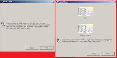 Proses Pencetakan Nozzle Check pada printer Epson Proses Pencetakan Nozzle Check pada printer Epson