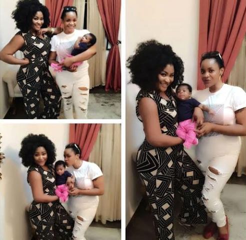 2 Uche Ogbodo and Oge Okoye and bonds with Uche Elendu's baby girl