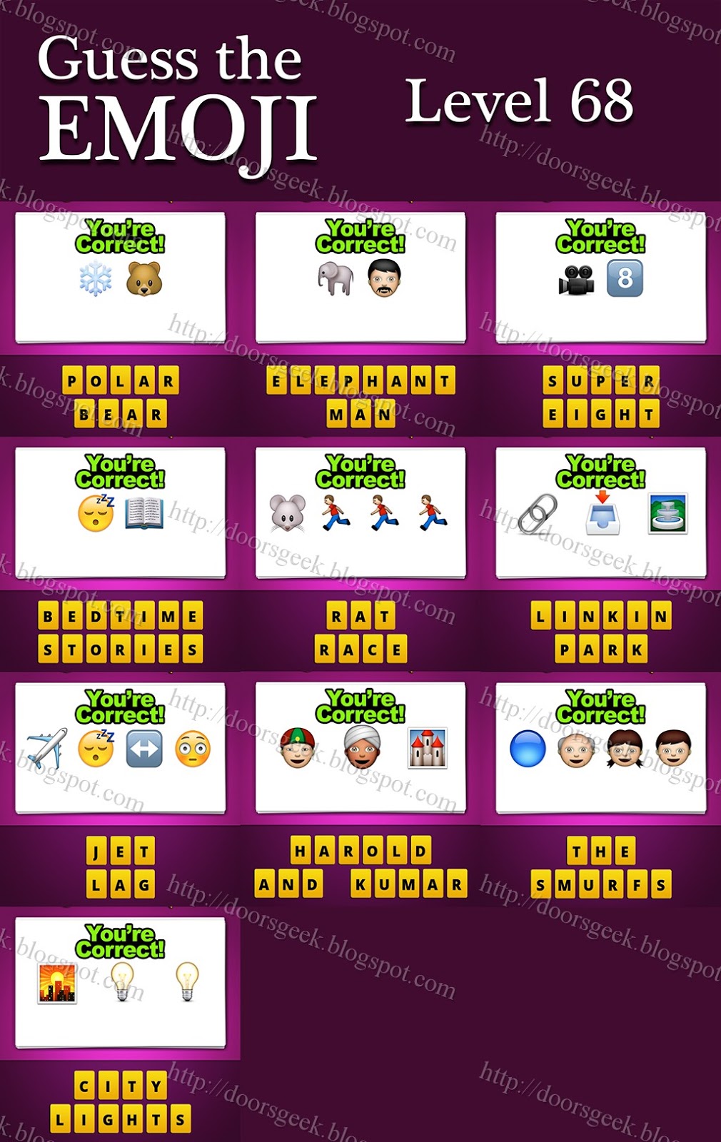 Guess The Emoji [Level 68] Answers and Cheats ~ Doors Geek