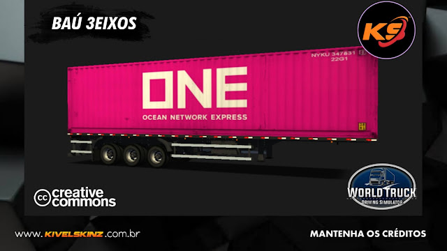 BAÚ 3EIXOS - CONTEINER ONE NETWORK EXPRESS PINK