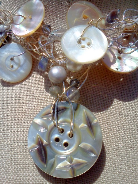 SomethingSeaBlue: Upcycle Your Buttons! Mother of Pearl and Wire Crochet