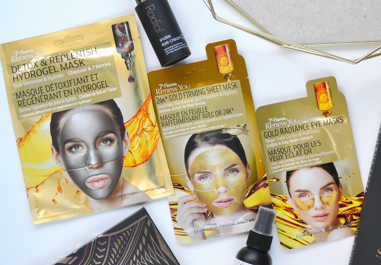 SHEET MASKS 7th Heaven Renew You 24K Gold and Charcoal Hydrogel Masks | Cosmetic Proof | Vancouver beauty, nail art and lifestyle blog