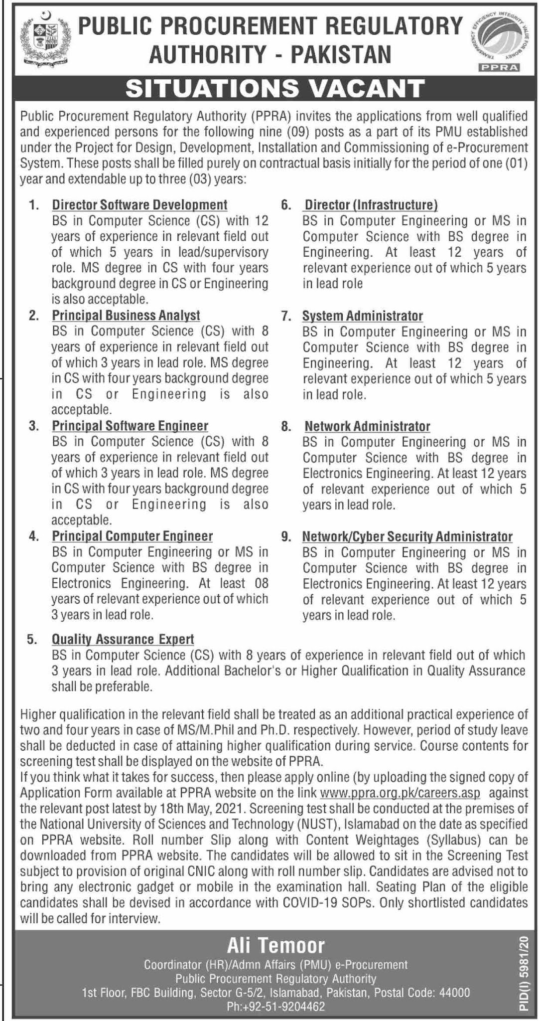 Public Procurement Regulatory Authority (PPRA)Jobs 2021 in Pakistan Public Procurement Regulatory Authority (PPRA)Jobs 2021 in Pakistan