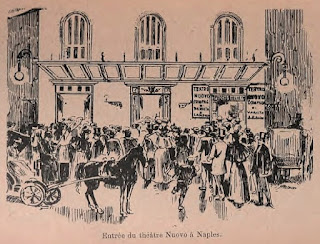 An artist's sketch of the Teatro Nuovo in around 1900