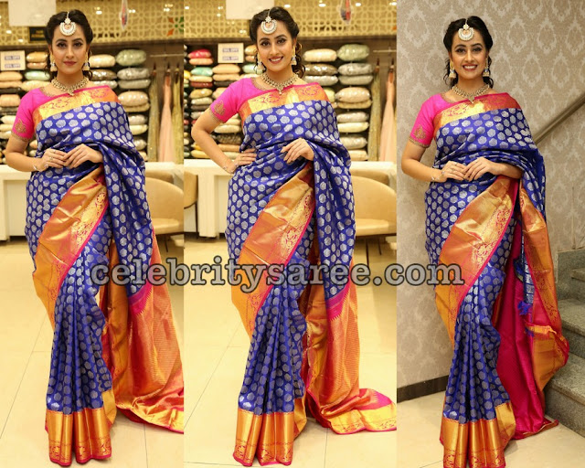 Ameeksha Pawar Blue Bridal Saree Ameeksha Pawar Blue Bridal Saree