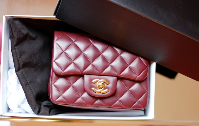 Chanel Mini Flap bag burgundy with gold hardware Covet and Acquire