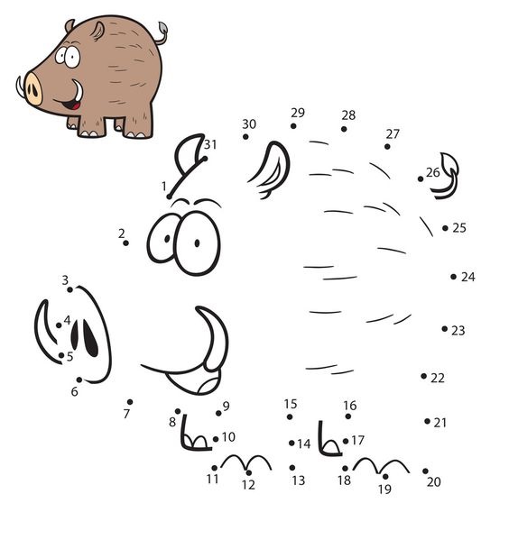 Tranh noi diem theo so thu tu hinh con lon rung