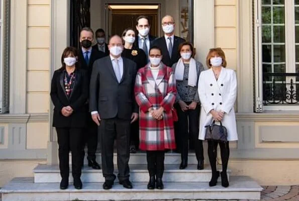 President of the Monaco Red Cross Prince Albert presented a check to Princess Stephanie