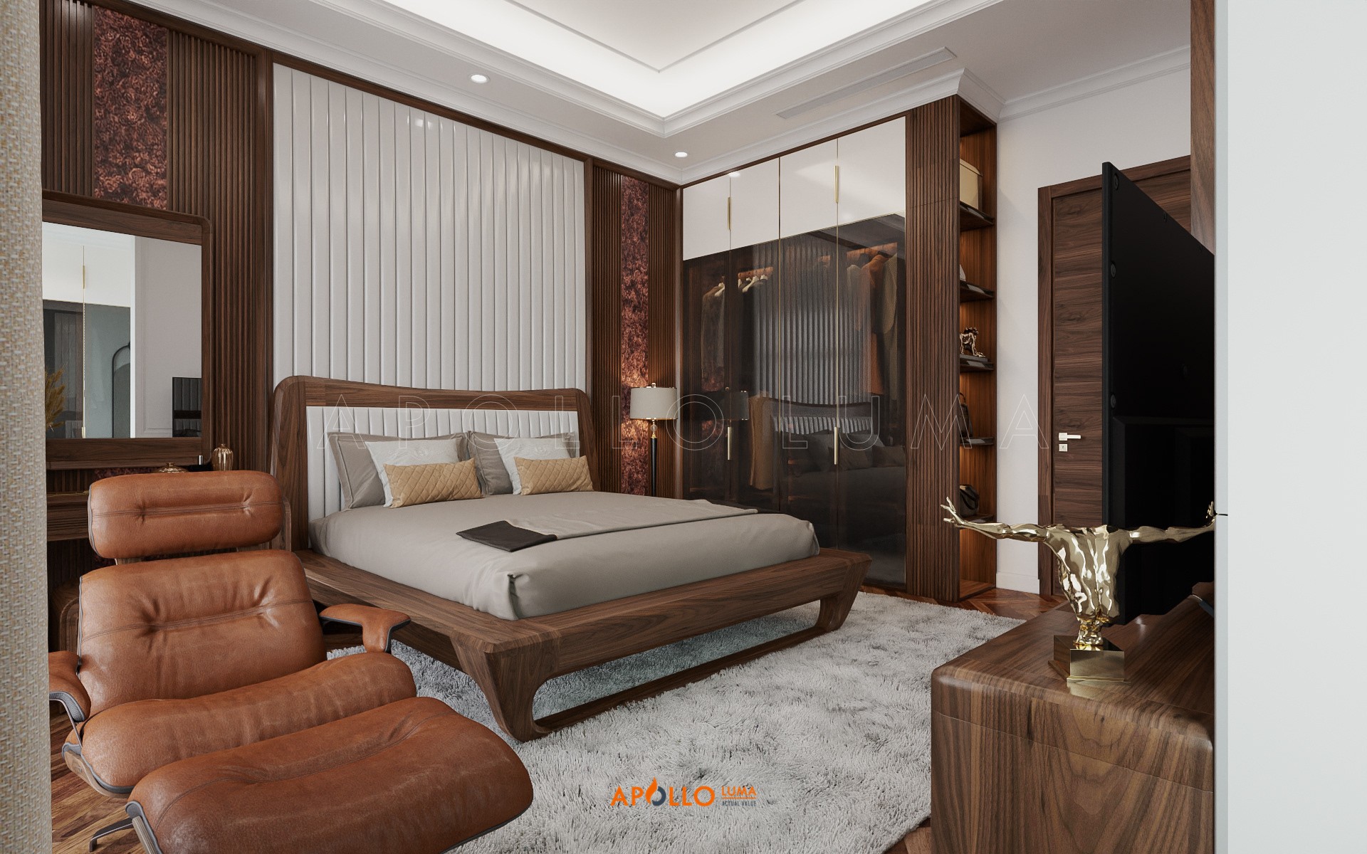 Giường ngủ gỗ Tần bì đẹp - Apollo TB02