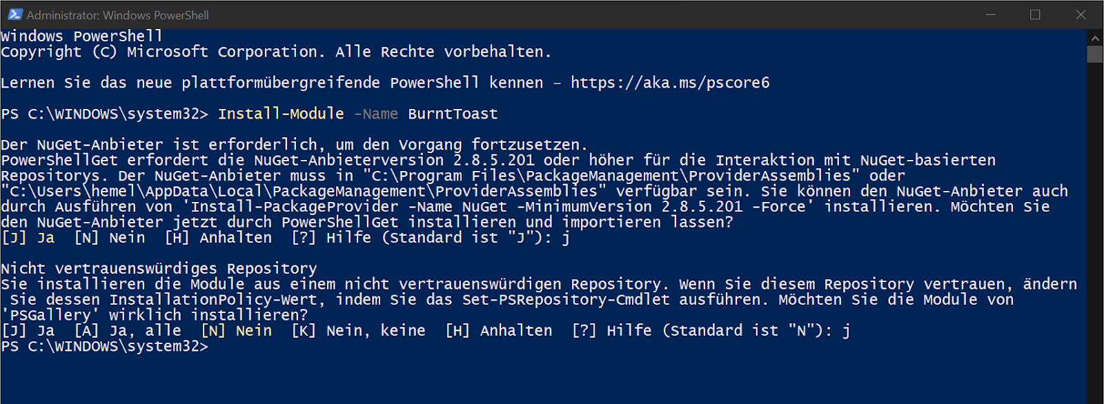 Agile: Windows 10 - PowerShell Module für Pop-up- / Toast-Notifications