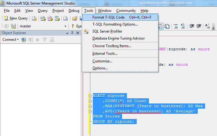 metadata consulting mysql workbench vs sql server management studio poor sql format