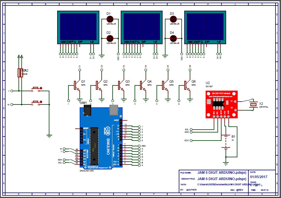 Jam Arduino Display Seven Segment 6 Digits Dicky B_Mz