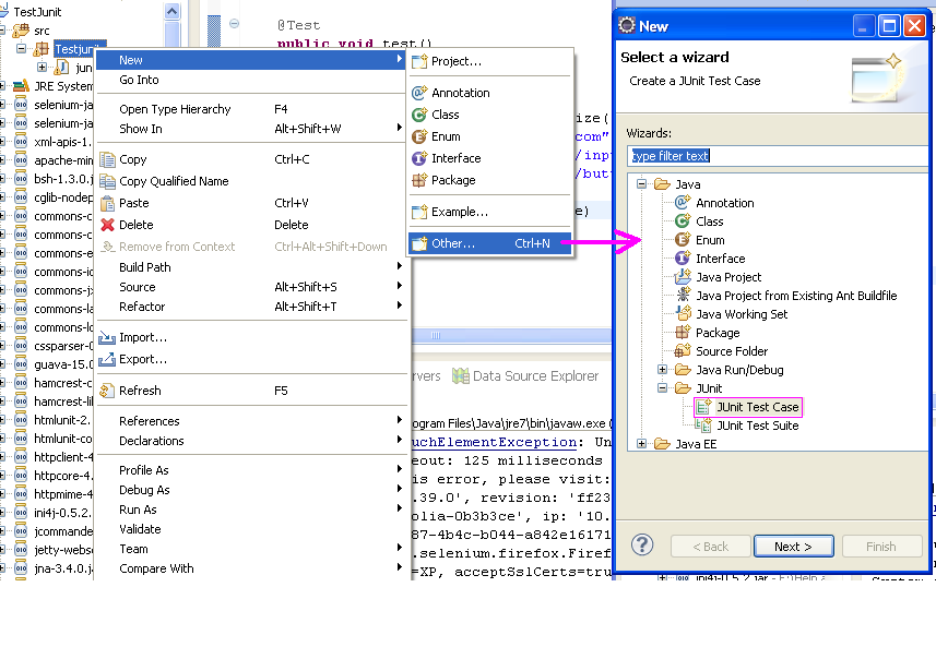 Creating and running webdriver test with junit and eclipse step by step