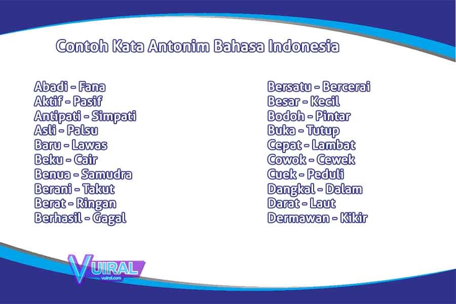 Pengertian Dan Contoh Kata Antonim Dalam Bahasa Indonesia