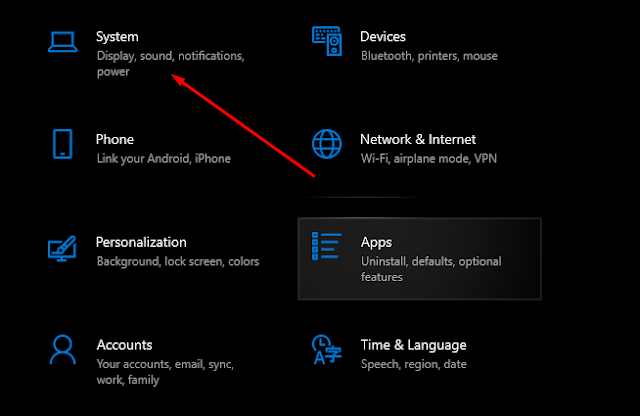 system settings windows 10