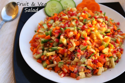 salad with veggies fruits with simple handy quick / for lunch or dinner indian cuisine 
