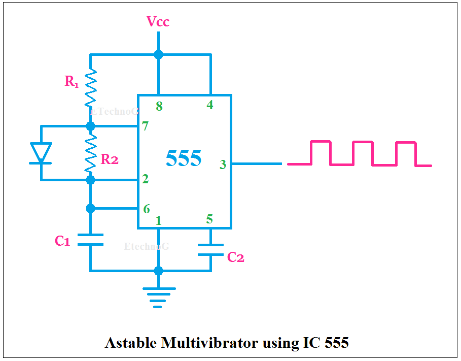 Monostable Multivibrator Using 555