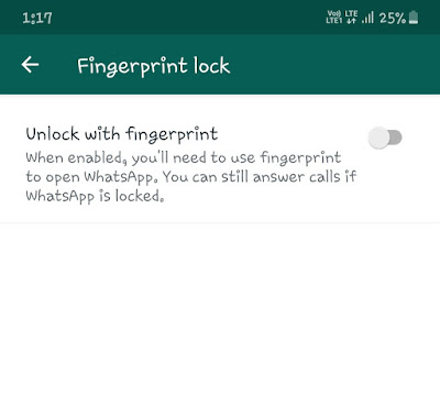 Enable fingerprint lock on WhatsApp