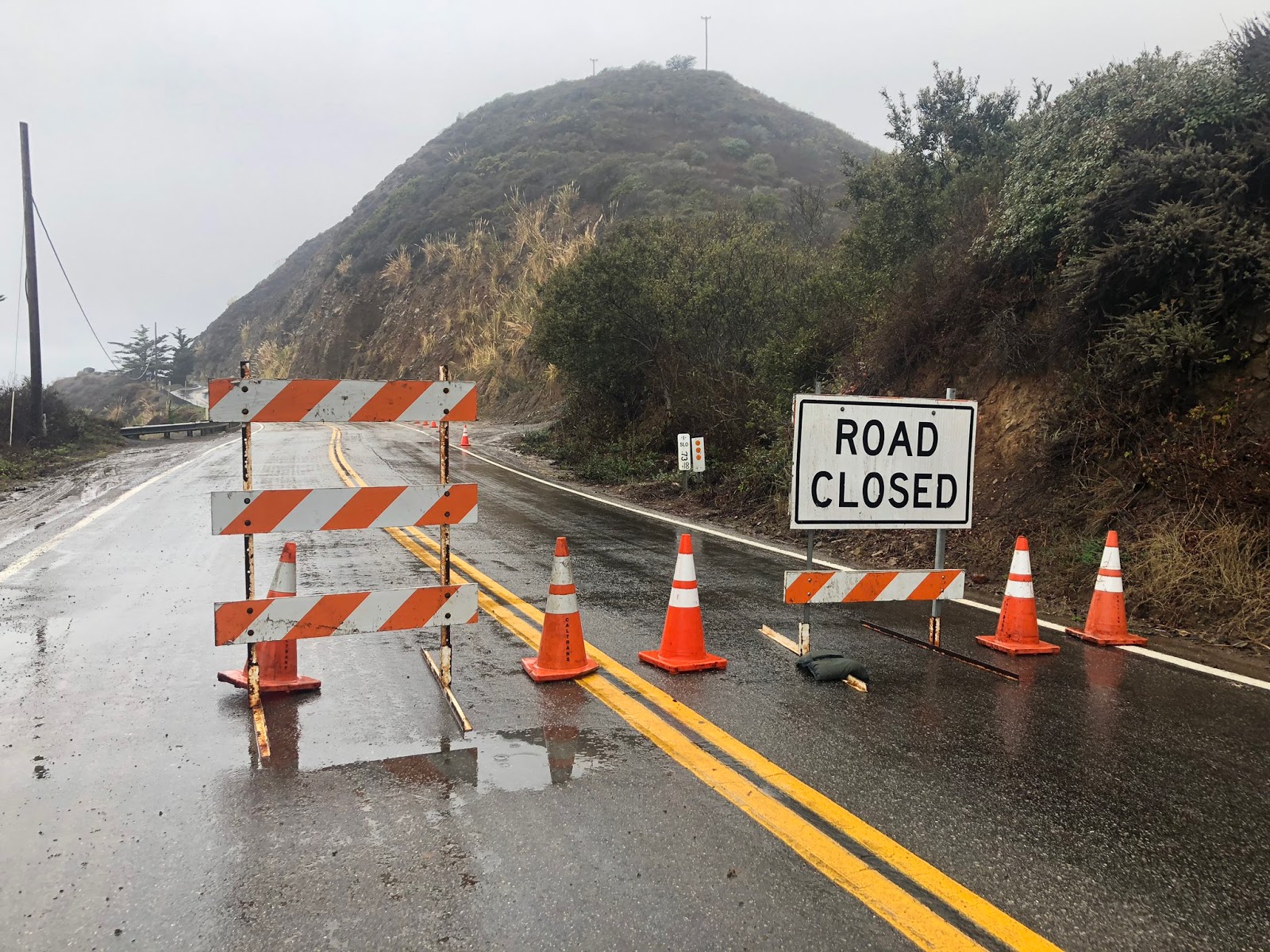 John Chiv Part of Hwy 1 in Central California closed due to adverse