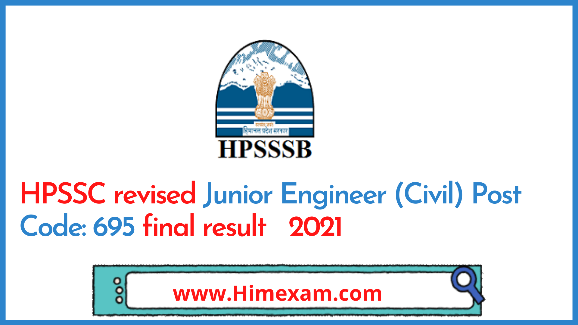 HPSSC revised Junior Engineer (Civil) Post Code: 695 final result 2021 HPSSC revised Junior Engineer (Civil) Post Code: 695 final result 2021