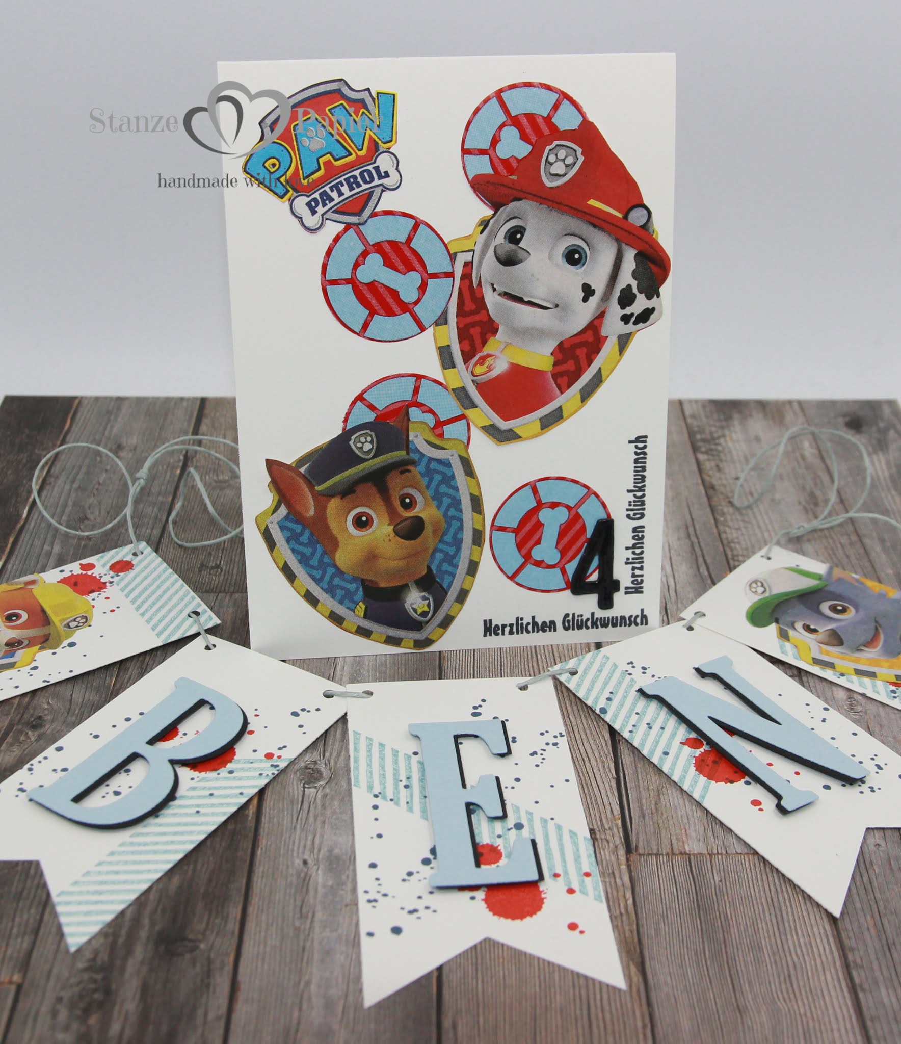 StanzeHerzPapier: Karte und Girlande Paw Patrol