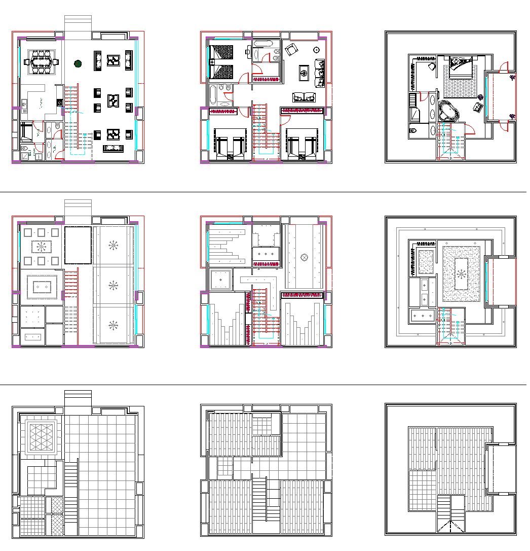 Modern villa plans DWG