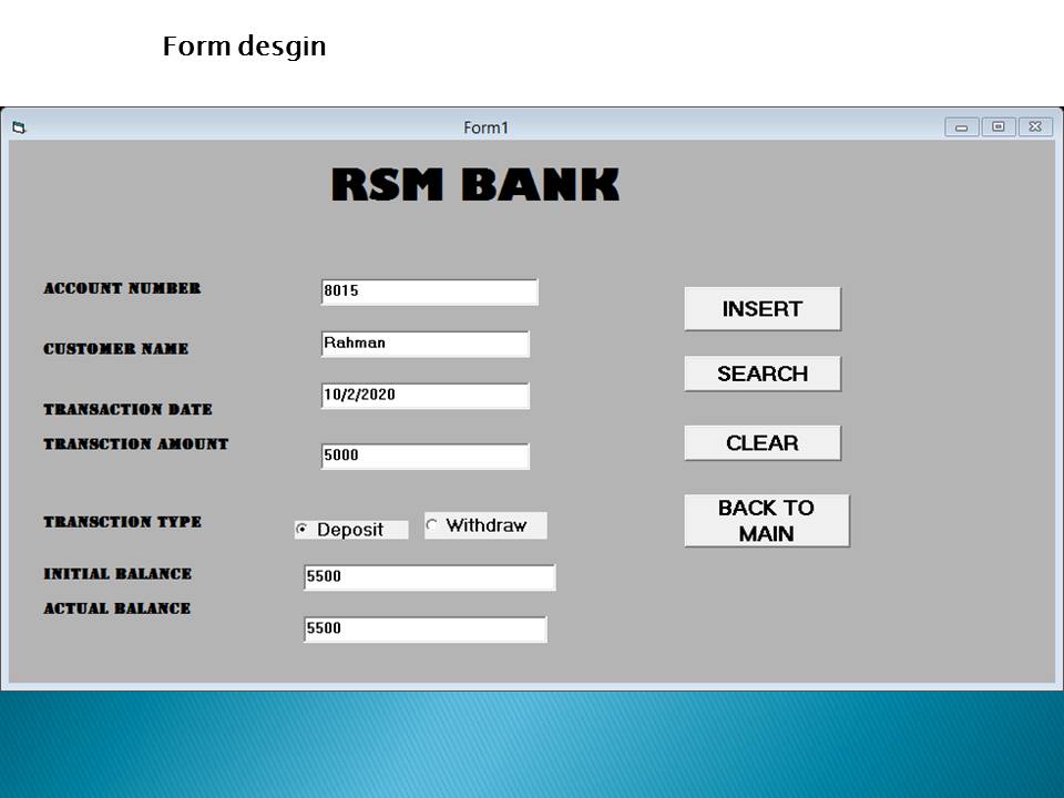 how to create bank transactions in visual basic 6.0 in code with form ...