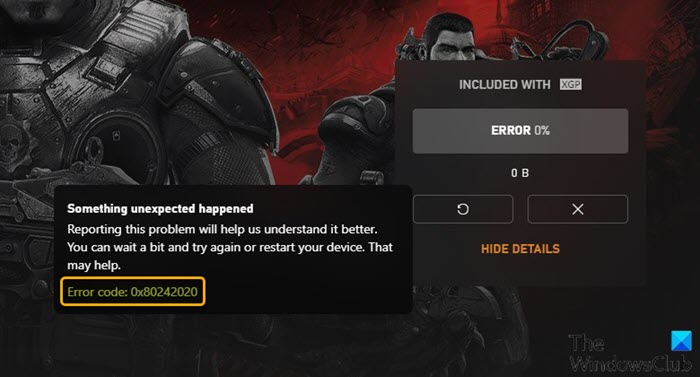 Código de error 0x80242022 al instalar juegos de Xbox