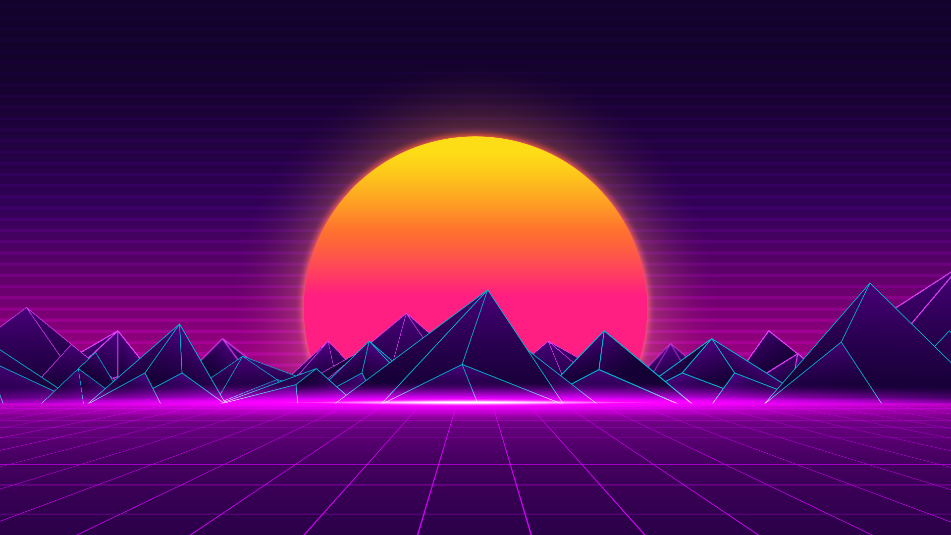 RETROWAVE SUNSET WALLPAPER 4K