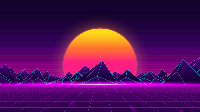 synth wave sunset wallpaper 4k
