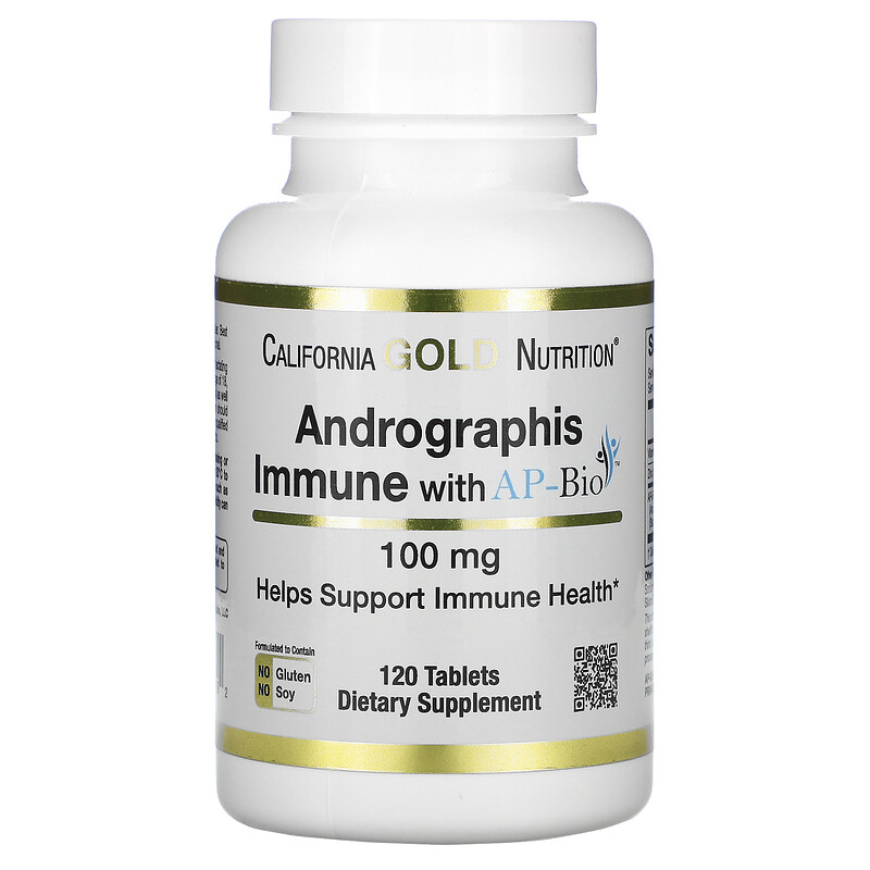 California Gold Nutrition, добавка для укрепления иммунитета на основе андрографиса с экстрактом AP-Bio, 100 мг, 120 таблеток