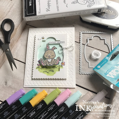 By Angie McKenzie for 3rd Thursdays Blog Hop; Click READ or VISIT to go to my blog for details! Featuring the Welcome Easter stamp set and the Stitched So Sweetly Dies from the January-June 2020 Mini Catalog ; #stampinup #welcomeeasterstampset #naturesinkspirations #stitchedsosweetlydies #subtleembossingfolder #coloringwithblends #handmadecards #actionspringwobblers #fussycutting #cardtechniques #thirdthursdaysbloghop #bakerstwine